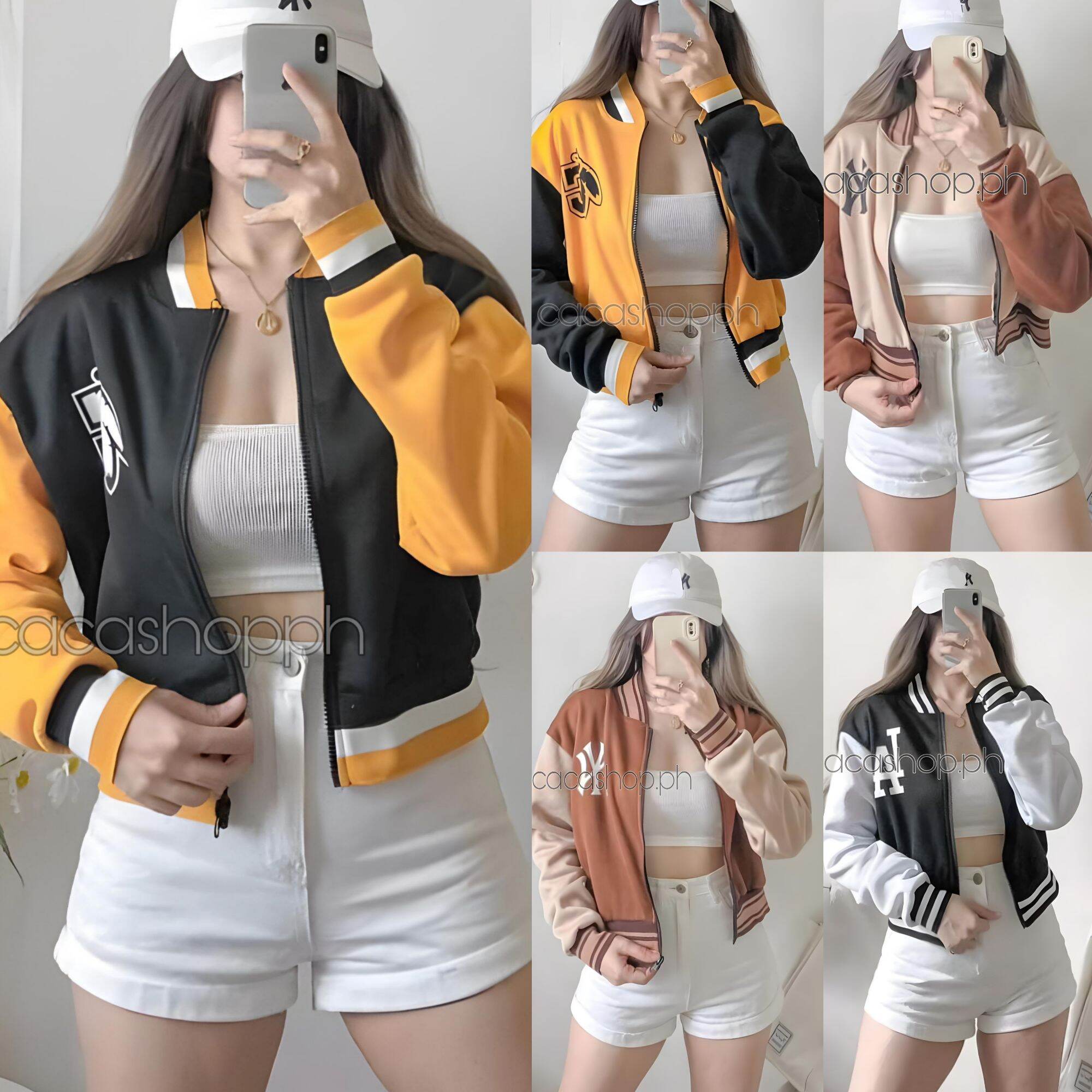 Vintage Varsity Bomber Croptop Jacket For women | CACASHOP.PH.