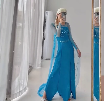 Aisha Princess Dress Frozen Elsa Queen Dress Adult Cos Transform Dress