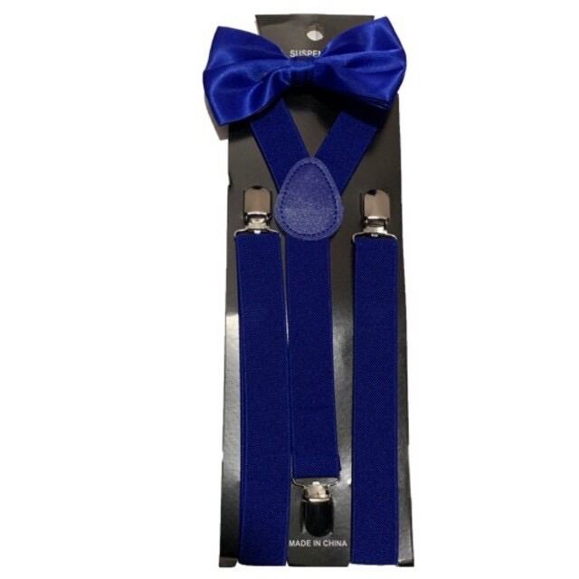 Suspender for ADULTS Yback Pants Clipon Suspender with bow tie Aqua