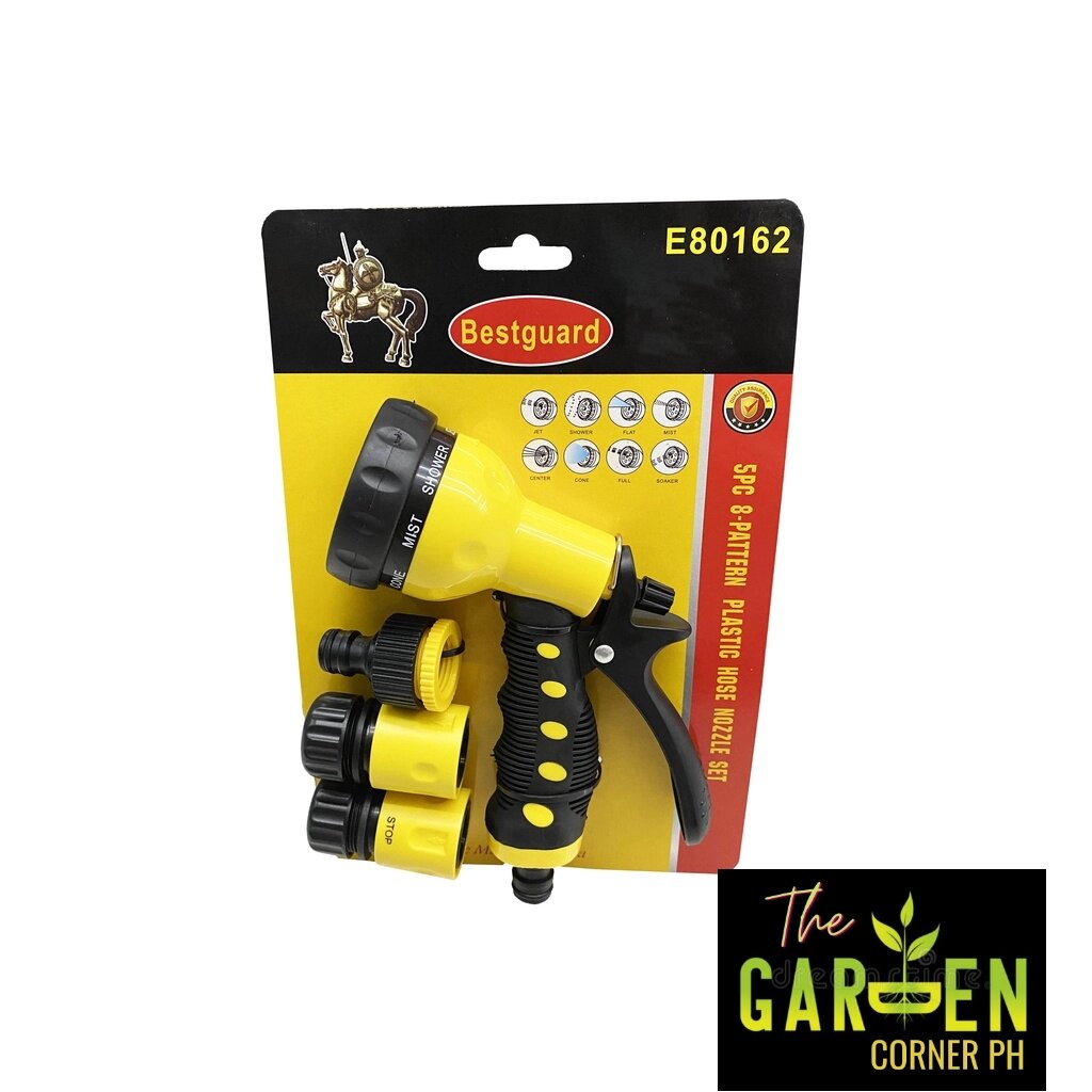 Best Guard Plastic Hose Nozzle Set of 5 Pc Adjustable Plastic Hose. 