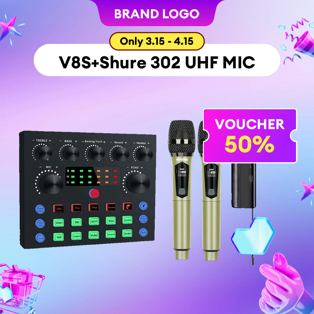 V8s Sound Card with Bluetooth - Live Singing Audio Mixer