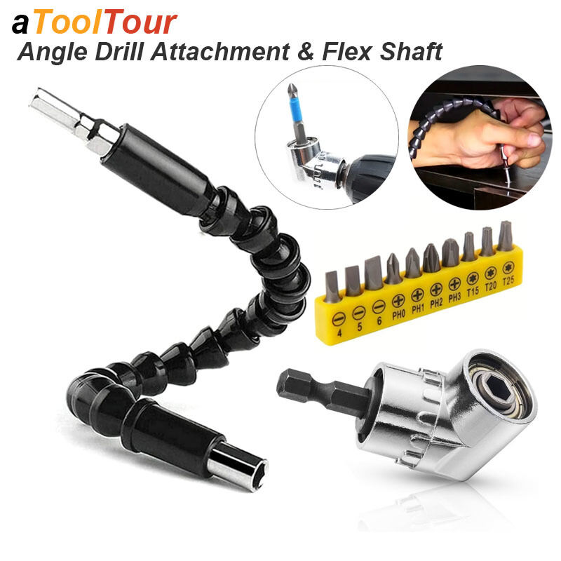 Angle Drill Screwdriver Adapter Flexible Shaft Extension Holder Screw ...