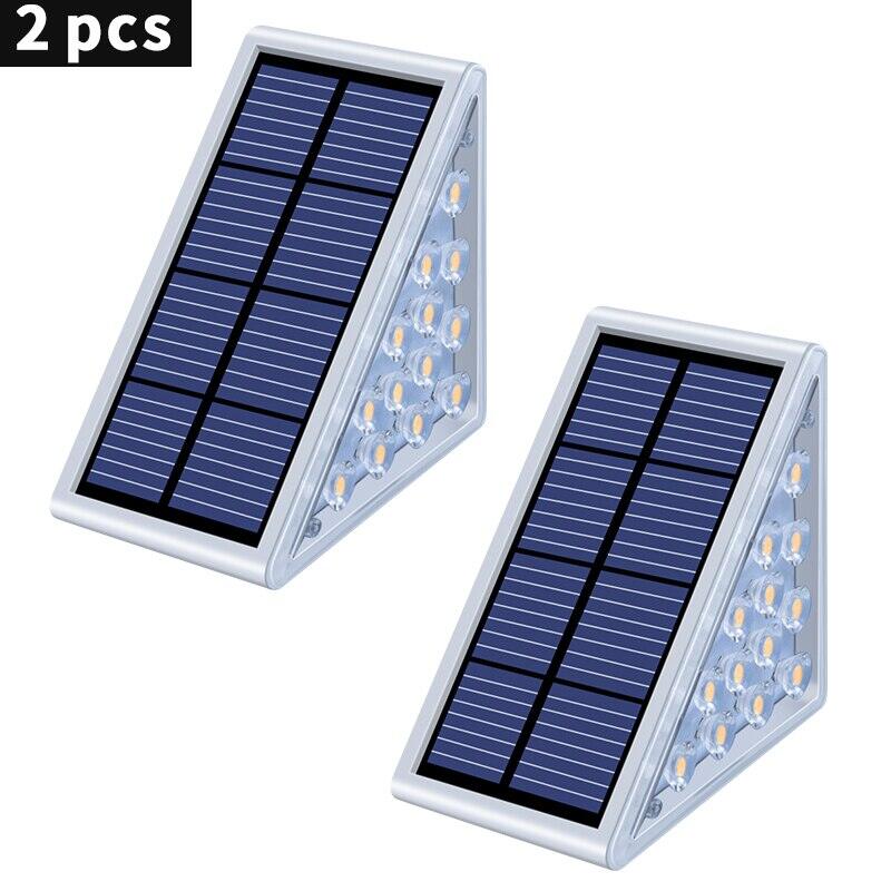 LED Step Lamp Stair Light Outdoor IP67 Waterproof Solar Light With Lens Anti-theft Design Decor Lighting For Garden Deck Path