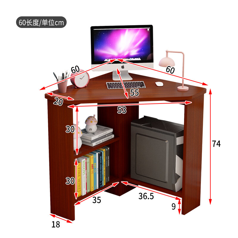 Small Apartment Desk Solid Wood Triangle Study Desk Corner Corner
