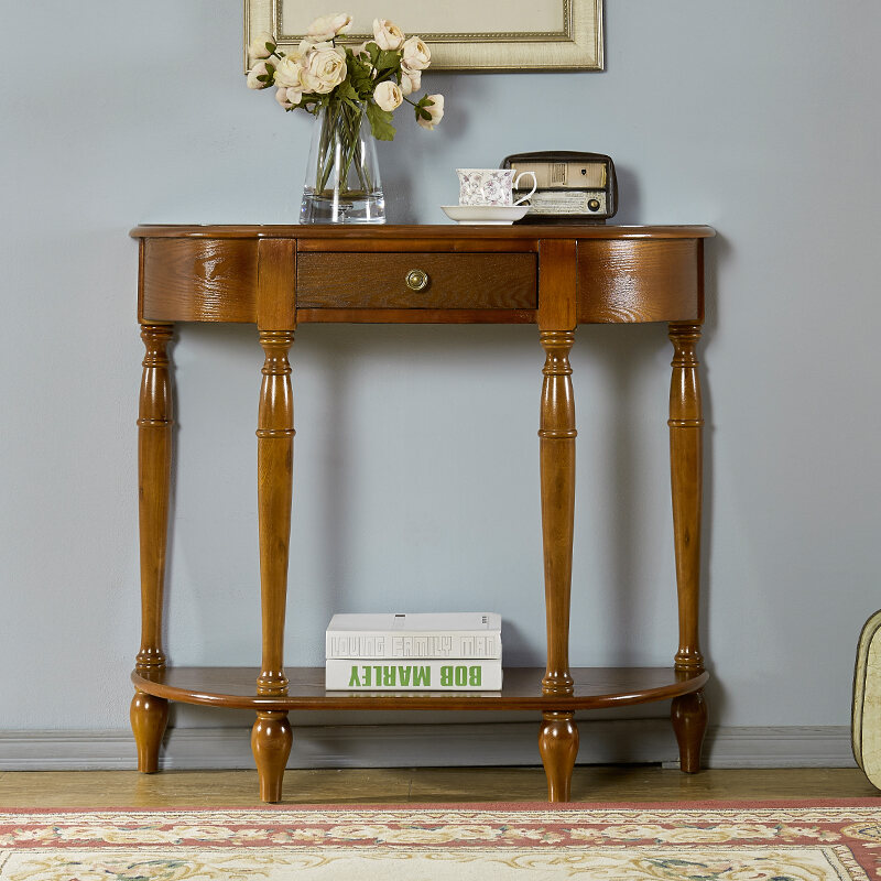 AmericanStyle Semicircle Hallway Table Solid Wood Wall Hallway