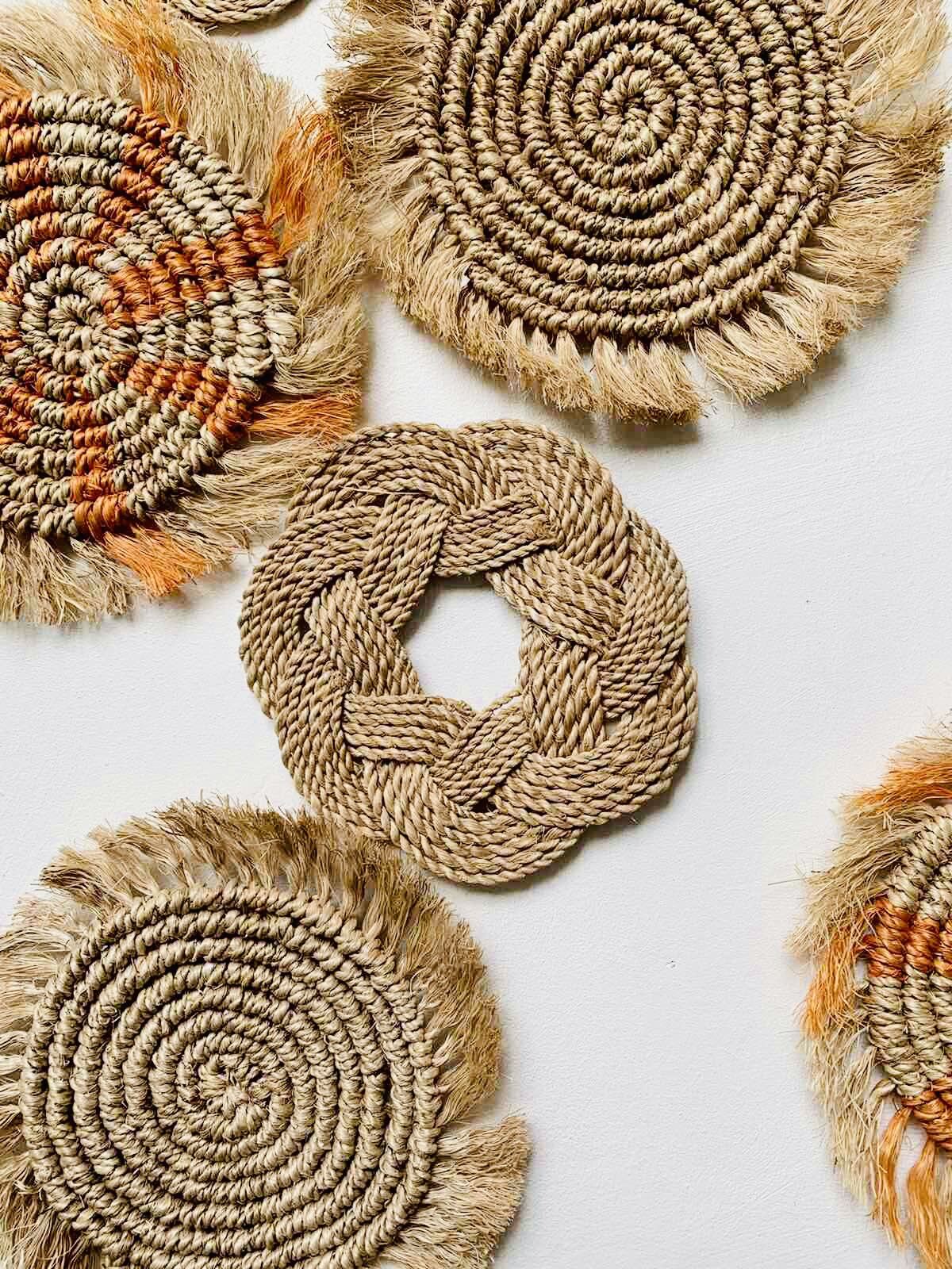 ABACA/NITO coasters Price Per Pice Handmade 8" and 4" Sizes