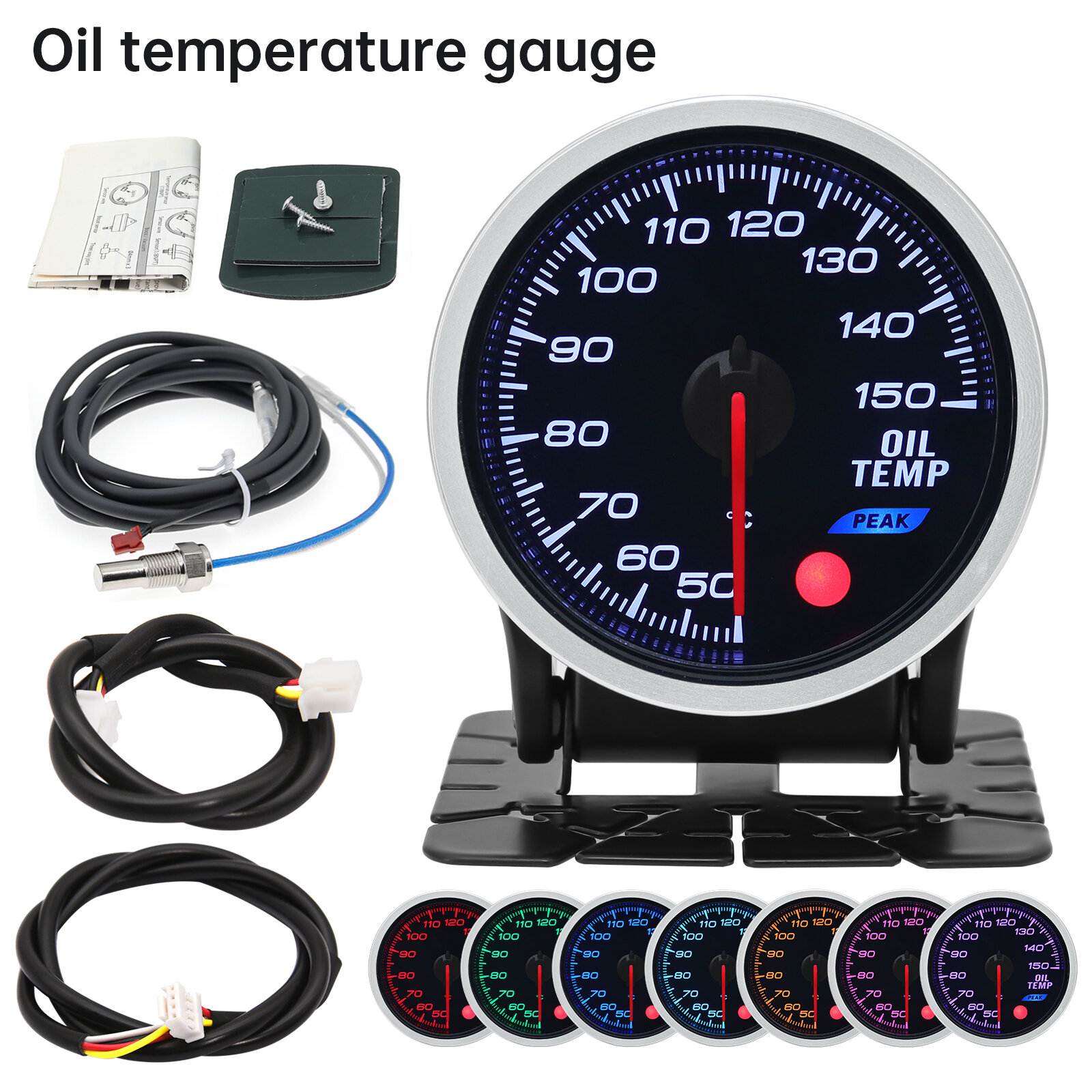 Oil Color Gage Example 52mm 8 Colors Car Gauge Oil Pressure Bar PSI Water Temp Oil Temp EGT ...