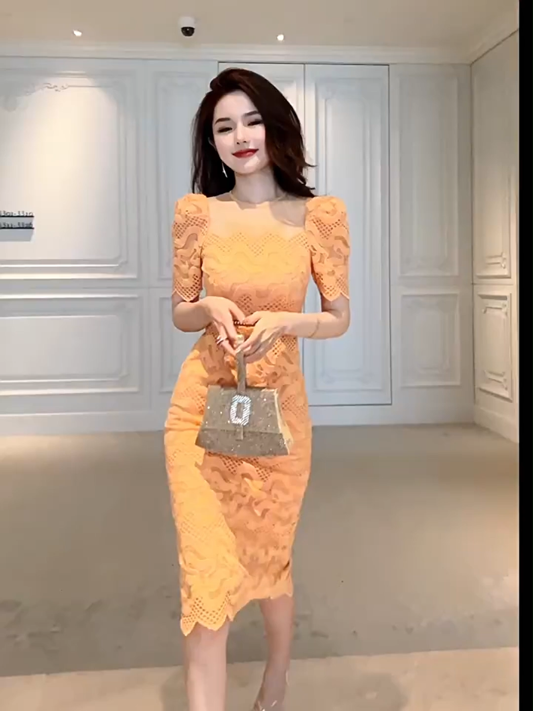 Korean orange dress hotsell