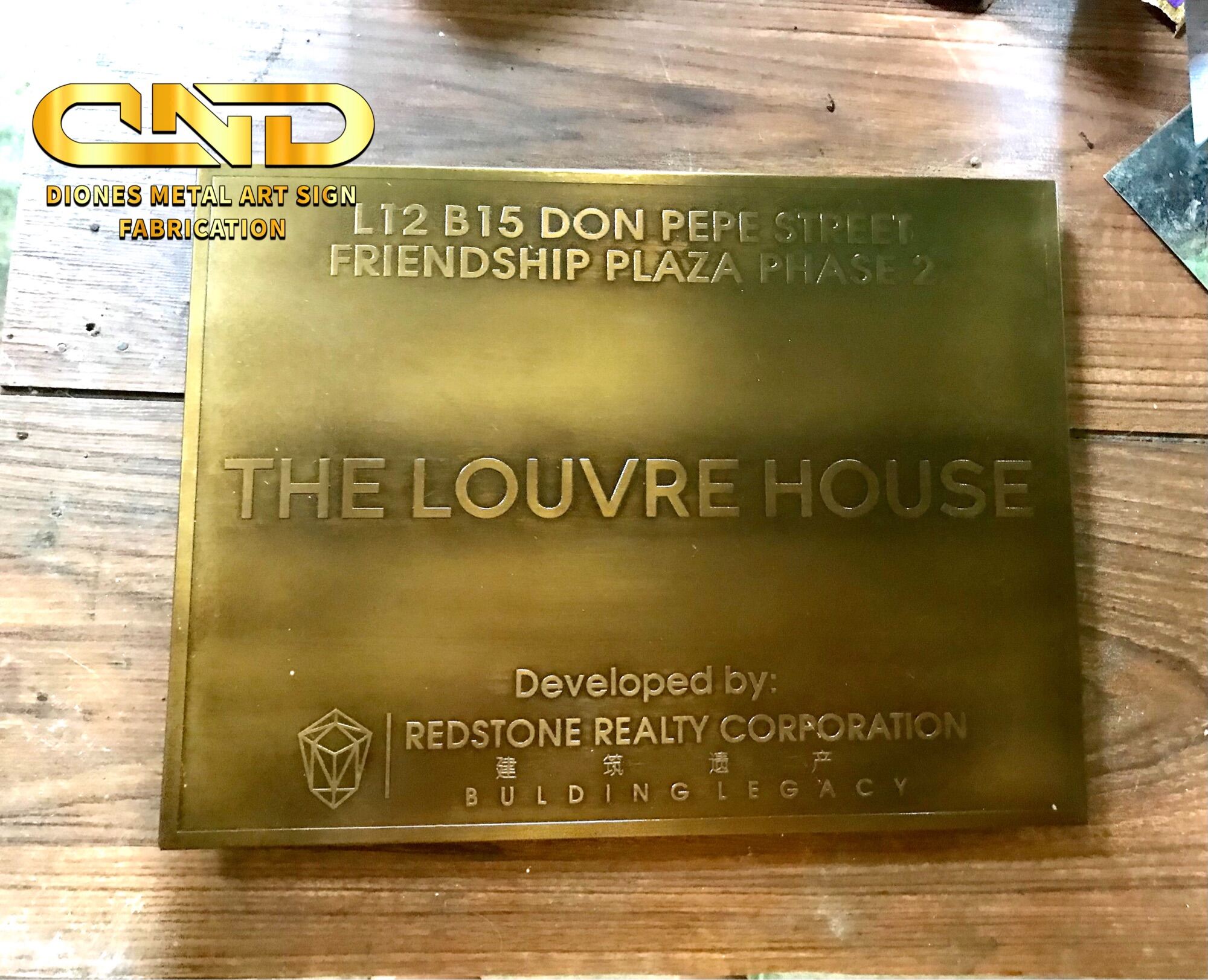 Brass Metal Engrave Plate/Rusticated Finished/ Metal door signage