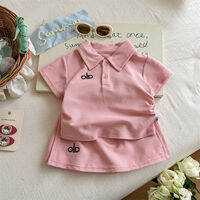 Tagkita | Girls Summer Set Embroidered Polo Shirt and Short Skirt Pants Two Piece Outfit for Kids Casual Wear Trendy Fashion