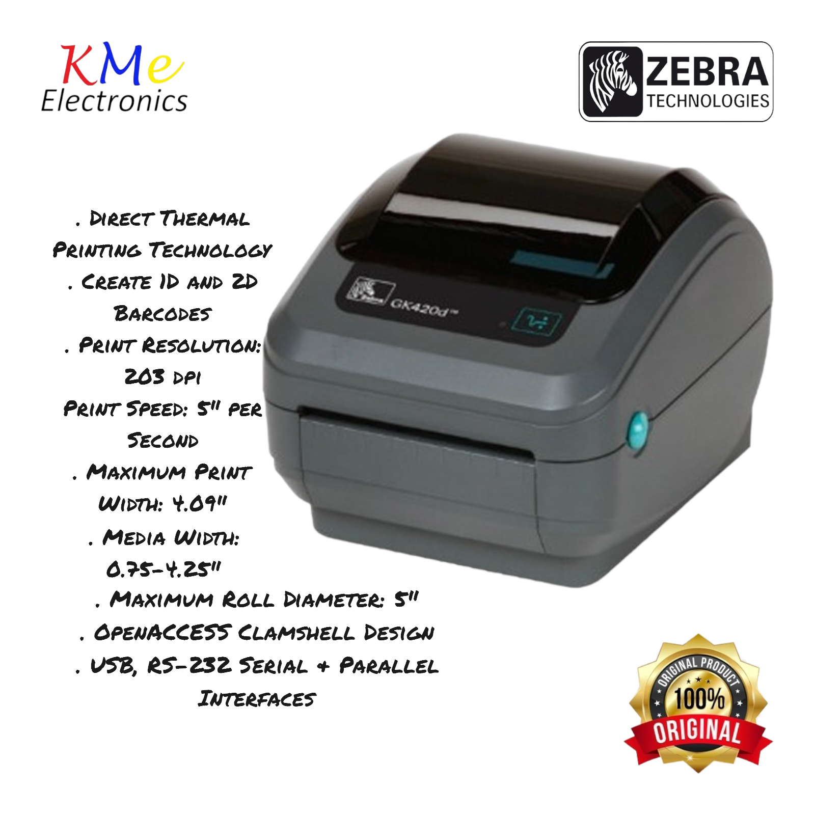 Original Zebra GK420d Direct Thermal Advanced Desktop Printer ...