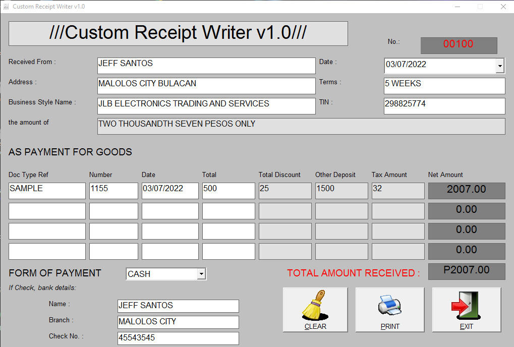 Custom Receipt / Invoice Writer Software™ Lazada PH