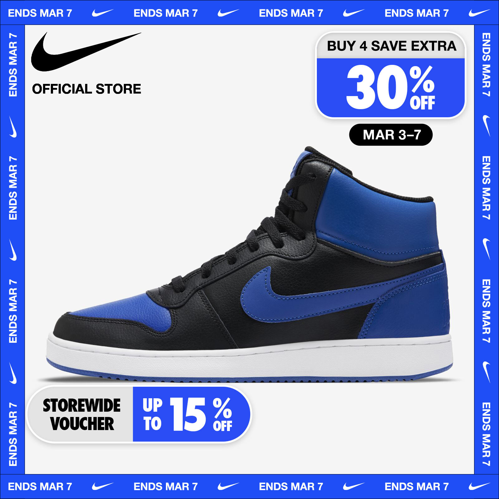 Nike ebernon mid 2024 black and blue