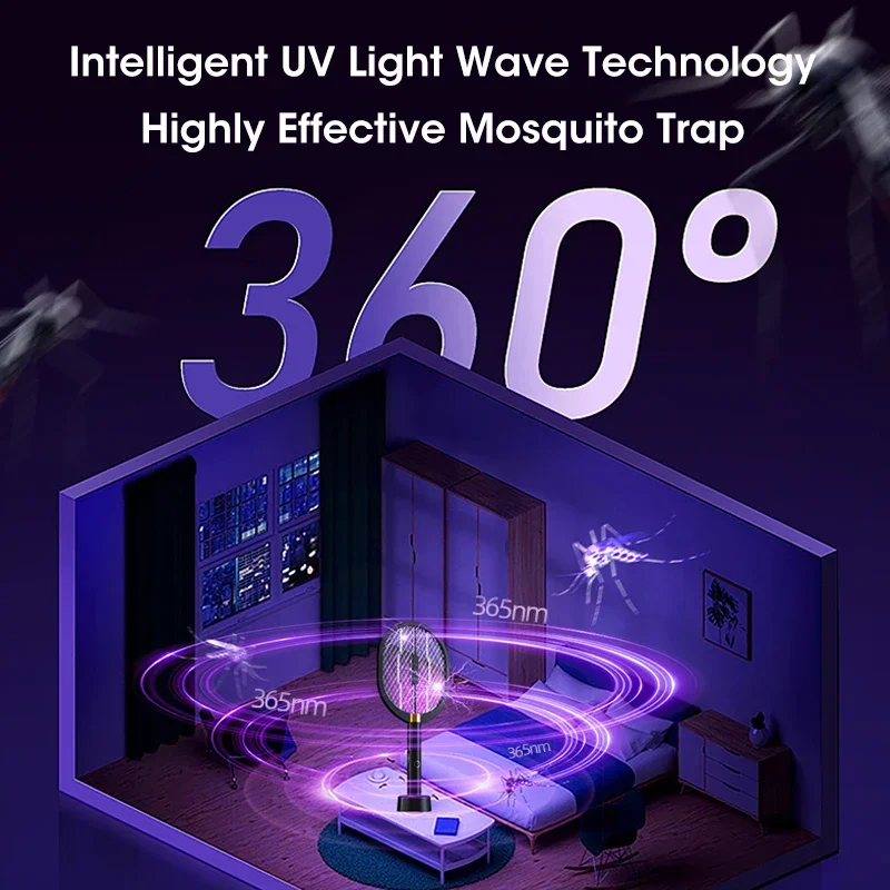 2024 Upgraded 3000V Electric Mosquito Racket With Purple Killer Lamp ...