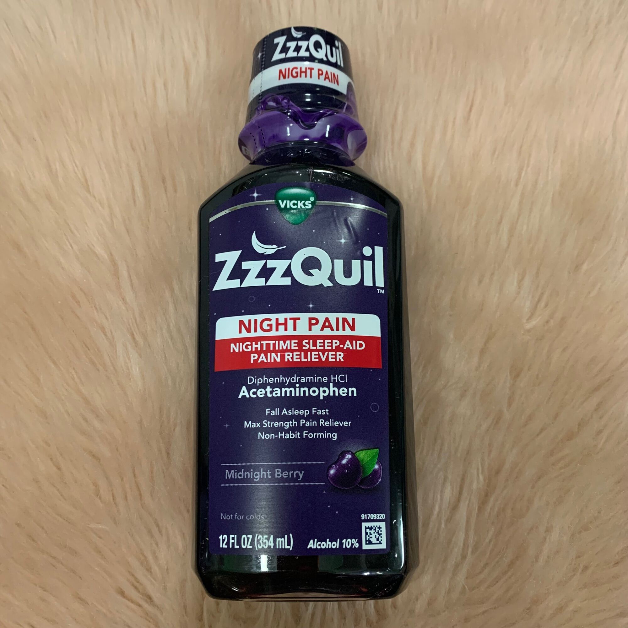 Vicks ZzzQuil Nighttime Pain Relief Sleep Aid Liquid 354ml Expiry 01/