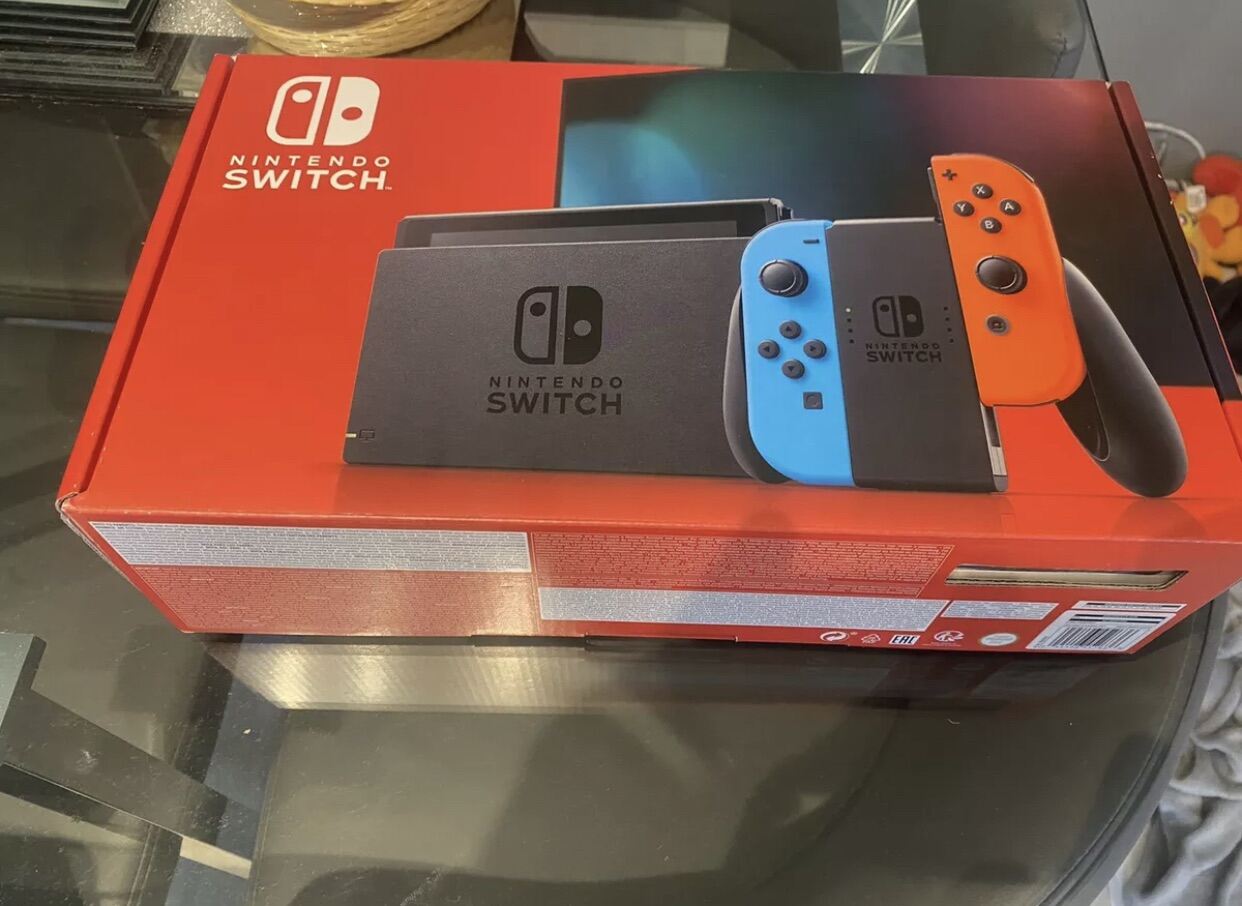 Nintendo Switch Console V2 with Neon Blue/ Neon Red JoyCon Controllers