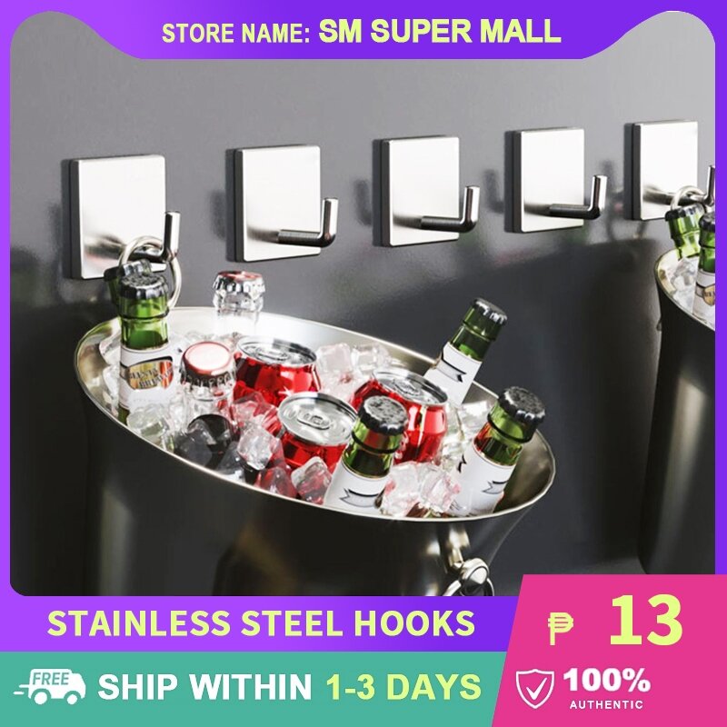 Stainless Steel】Heavy Duty Hooks Material Self Adhesive Wall