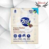 Pack of 8 bars Zest Cocoa Butter & Shea Deodorizing Bar Soap 113g each