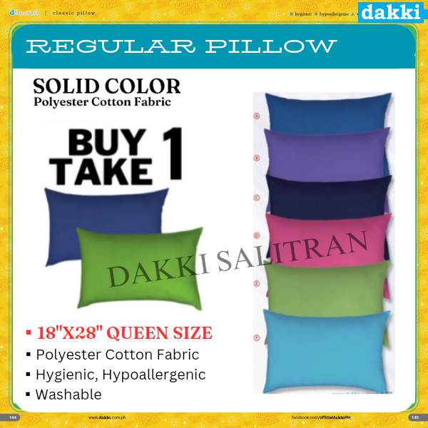 Buy 1 Take 1 Dakki REGULAR PILLOW 18"x28" Solid color