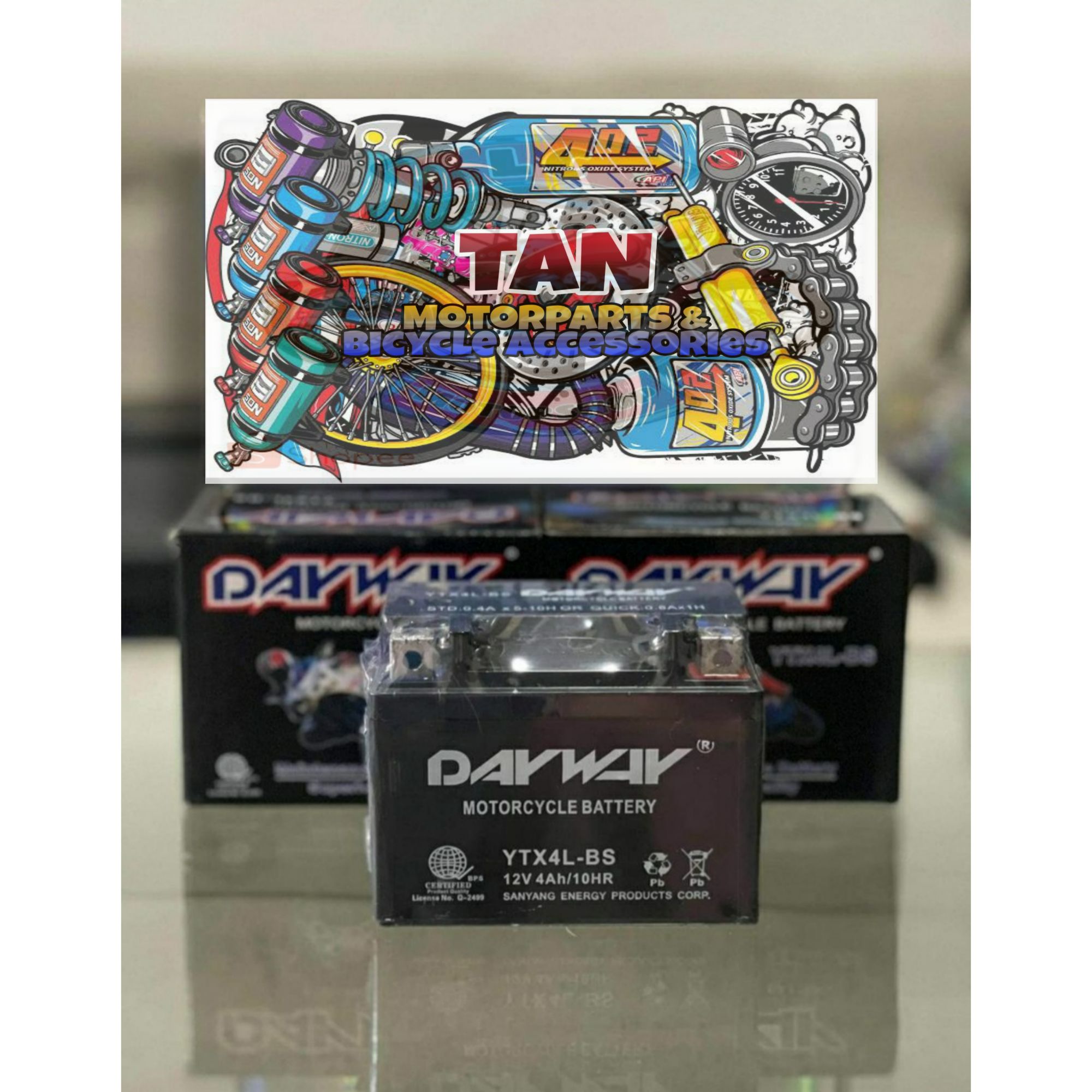 DAYWAY BATTERY 4L FOR MIO, SKYDRIVE, MXI 125, MSI GT 125, SUZUKI ...