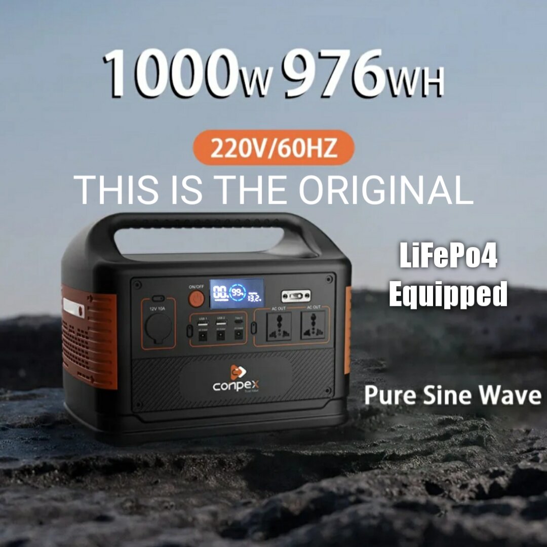 Conpex Power Station 1000watts/976Wh. LiFePo4 battery. Pure Sine Wave ...