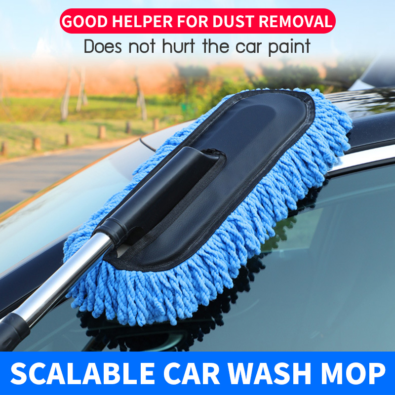 Car Cleaning Duster Car Wash Dust Wax Mop Car Washing Brush with Handle and  Grip(Multicolor)