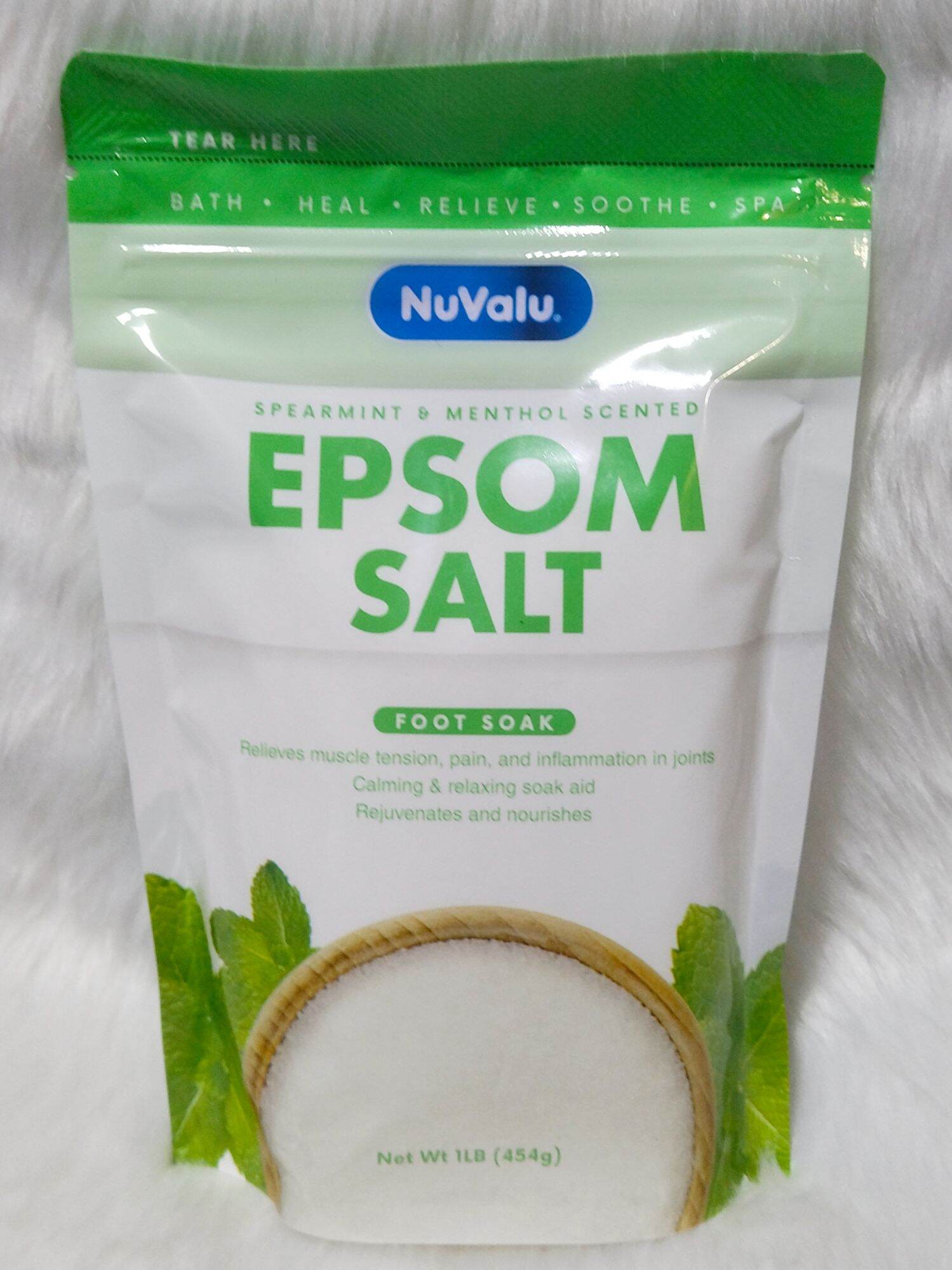 Nuvalu Epsom Salt Foot Soak Spearmint & Menthol Scented (454g) Lazada PH