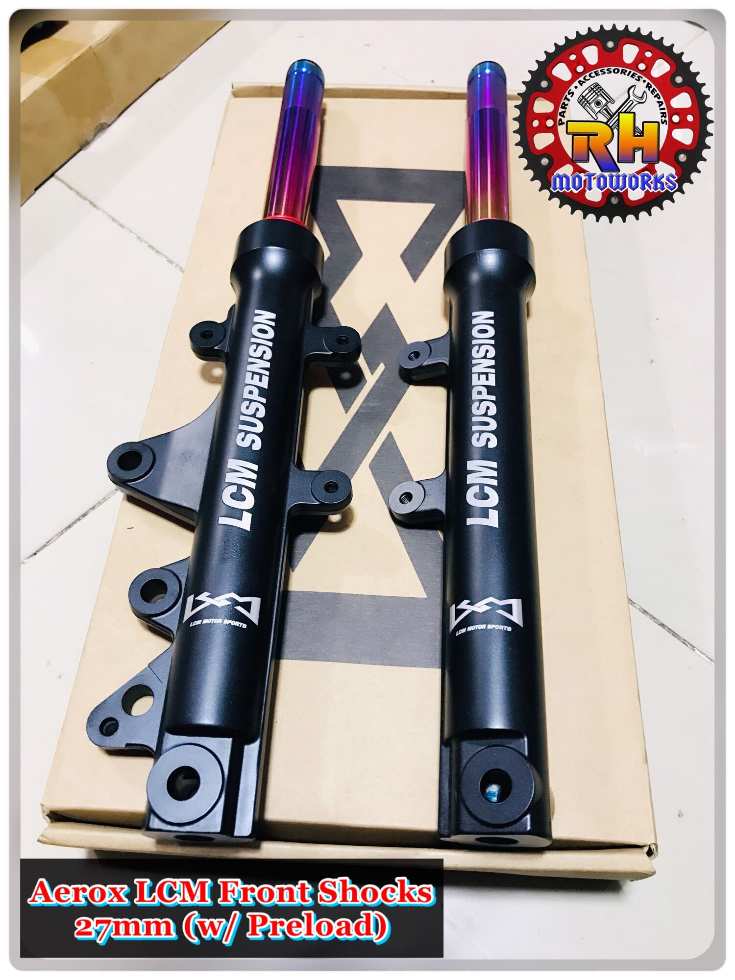 LCM Aerox Front Shocks (27mm) fits to Stock Tpost Lazada PH