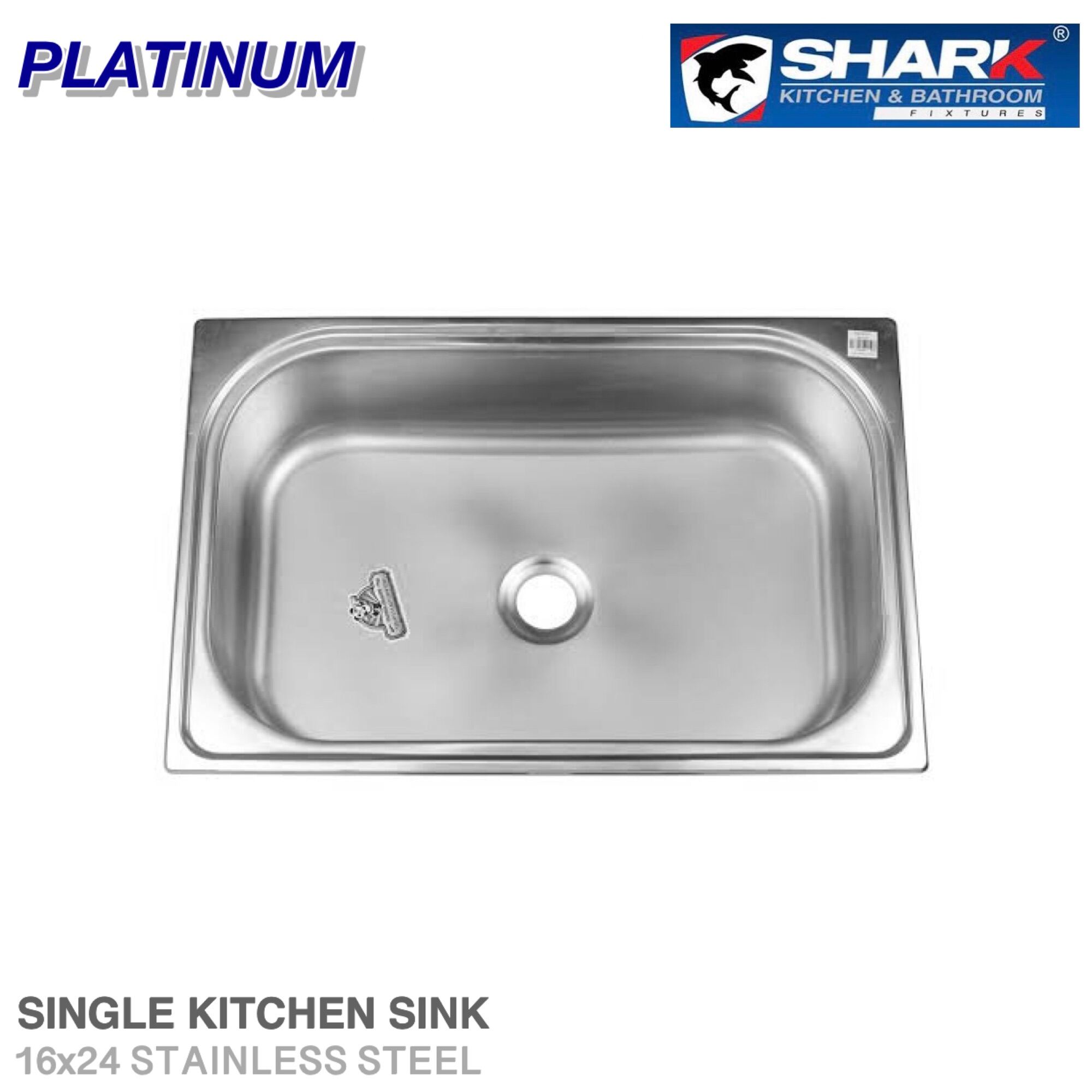 SHARK Single Kitchen Sink 16x24 Stainless Steel Kitchen Sink