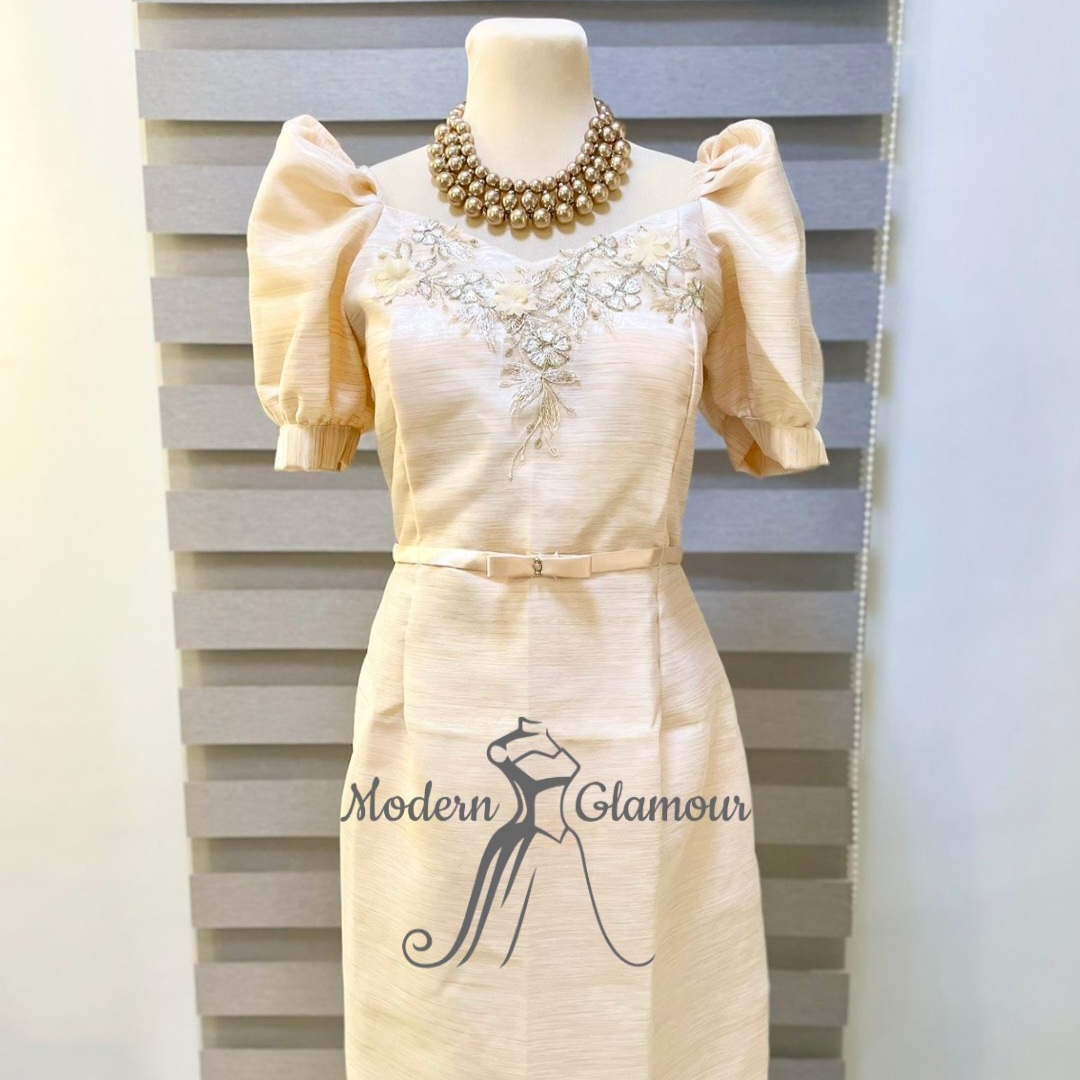 MID PUFFED SLEEVE MOTHER DRESS NINANG GOWN PRINCIPAL SPONSOR GOWN