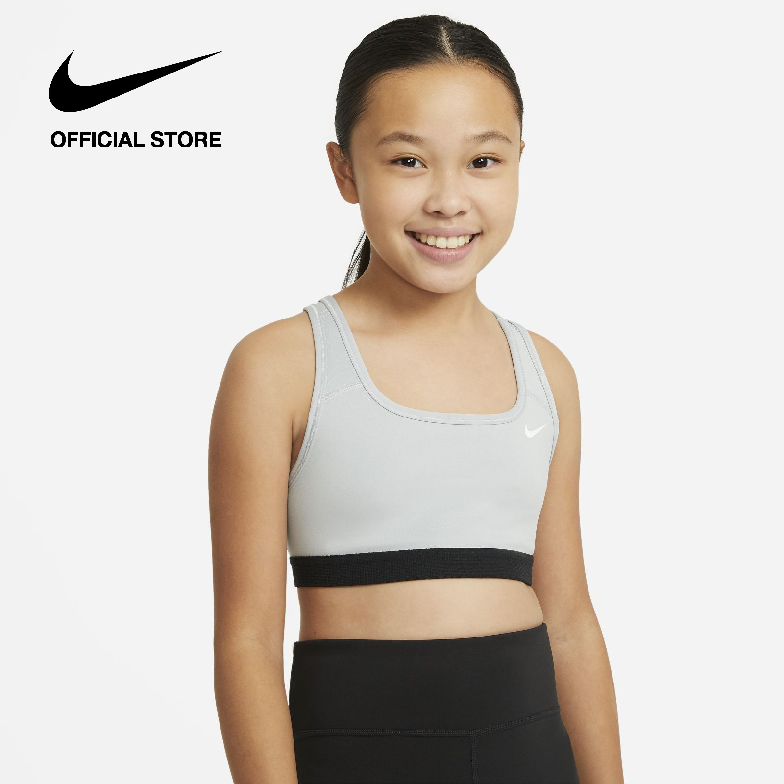 Nike Kids' Swoosh Big Kids' (Girls') Sports Bra - Carbon Heather