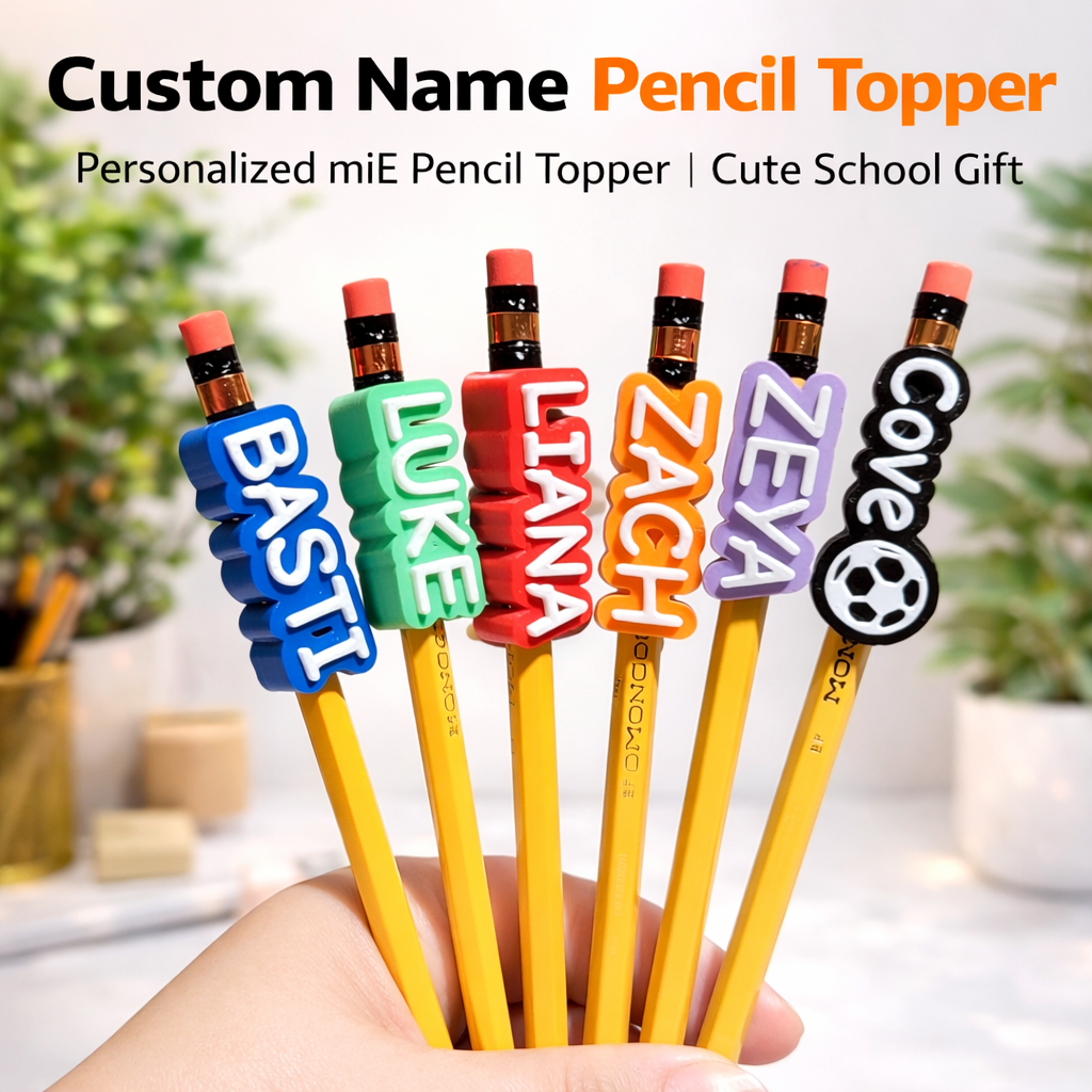Customized Pencil Topper 3D Printed Personalized Name Pencil Topper Pen & Straw Name Tag Kids School Supplies Gift Idea PH