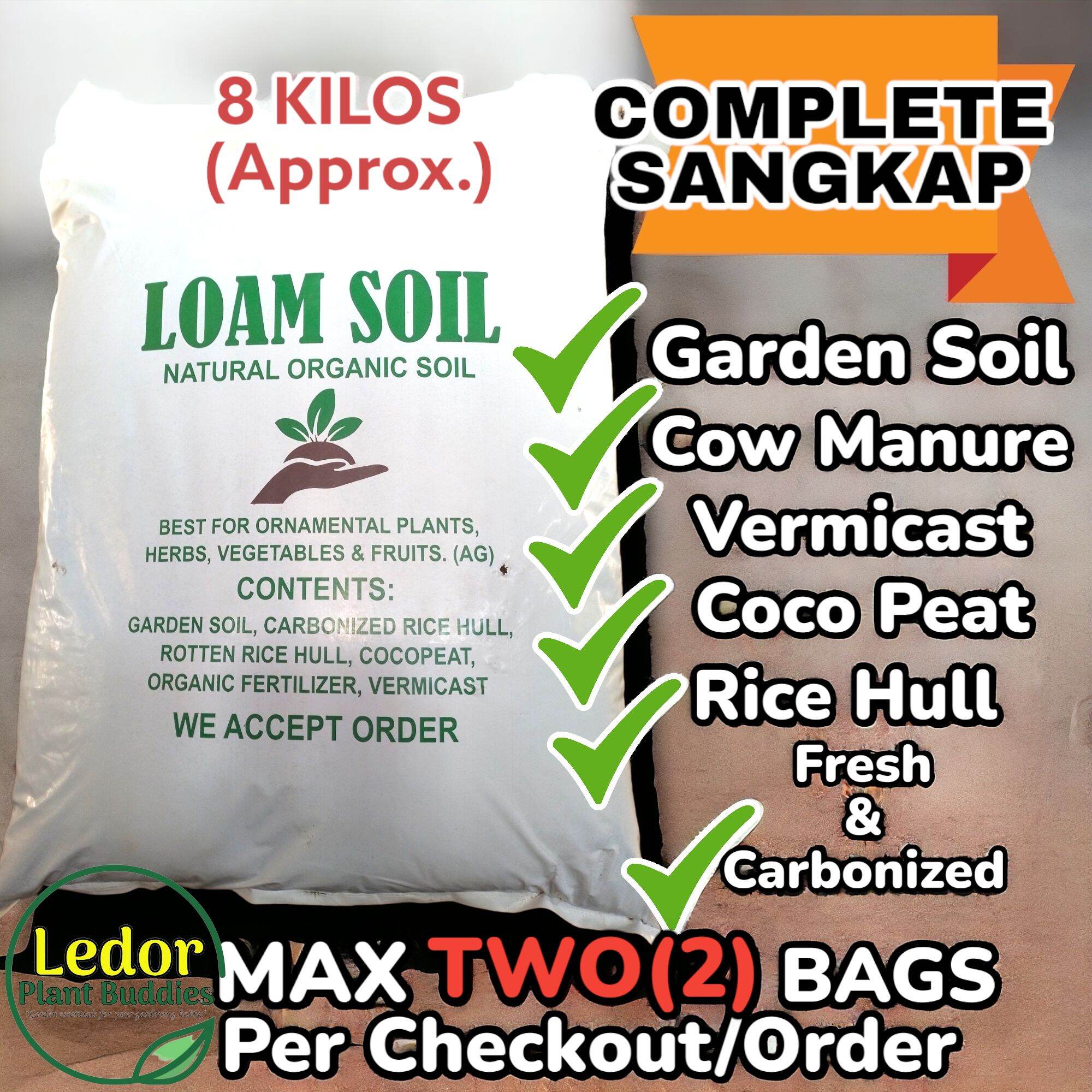 Loam Soil Organic Soil Buhaghag: Lupa pang Halaman 8 Kilos Perfect for Gardening Plants, Packed with Garden Soil, Coco Peat, Organic Fertilizer ( Vermicast - Earthworm or Cow manure ) & Carbonized Rice Hull