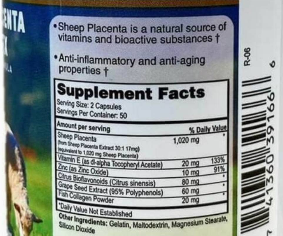 Premium Sheep Placenta Capsule Stem Cell. 