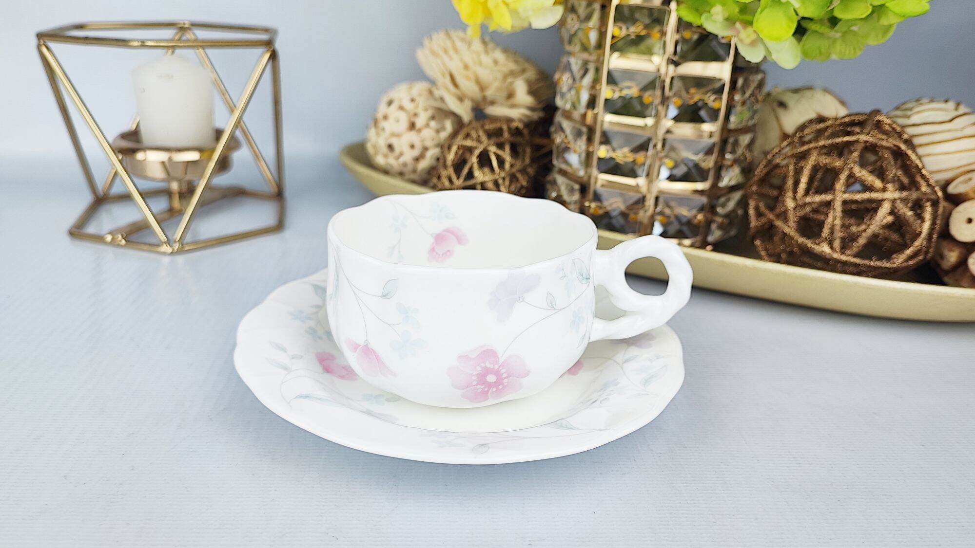 Hankook Fine Bone China Tea Cup and Saucer Twisted Handle Lazada PH
