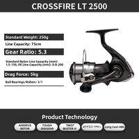 Daiwa | Crossfire Spinning Reel Compact Lightweight Long Casting Reel for Beginners Travel Friendly Fishing Gear High Performance Fishing Reel