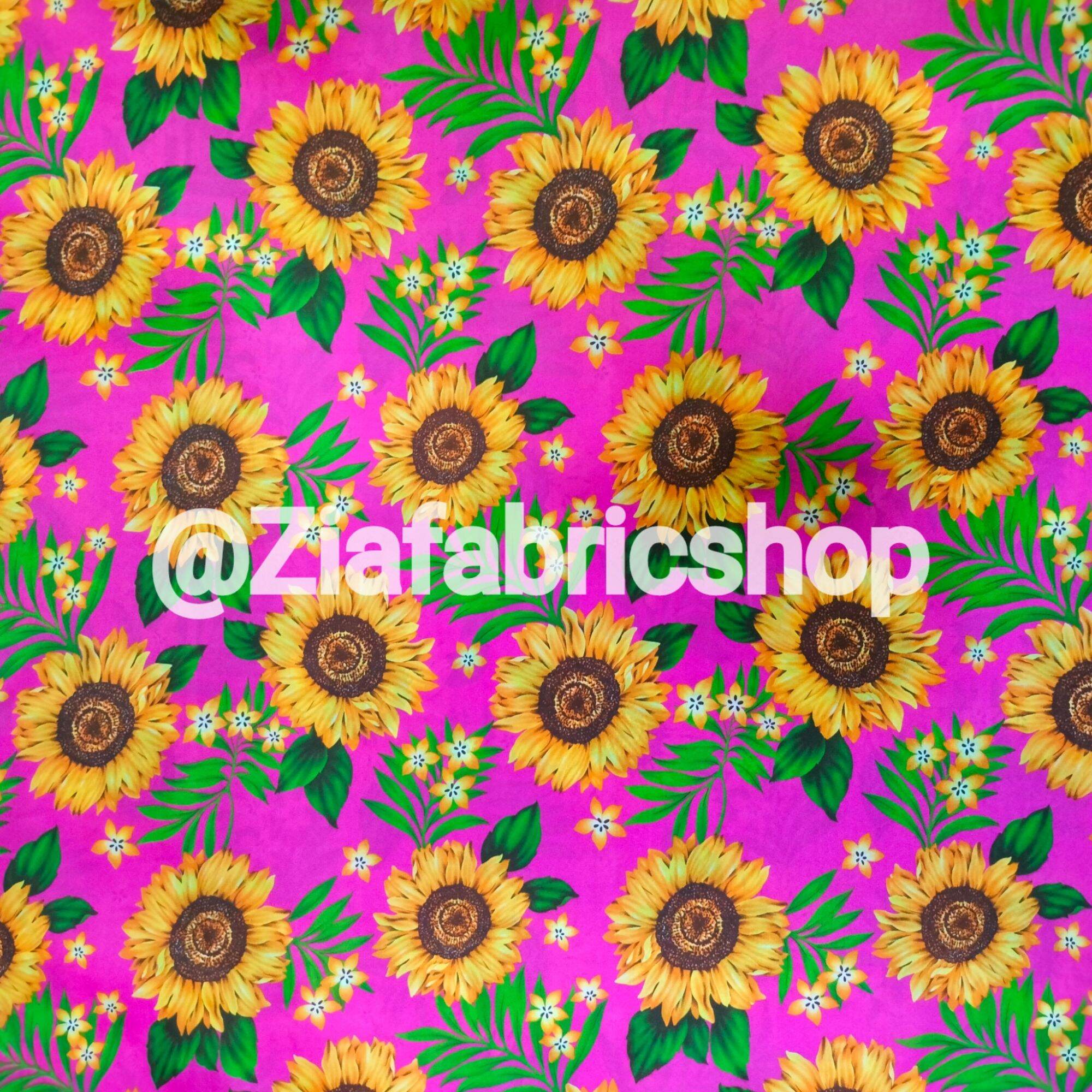 GEENA PRINTED • SUNFLOWER 2 • 60 WIDTH • SILK • PONGEE • SOLD PER YARD • TELA NA PANG KURTINA