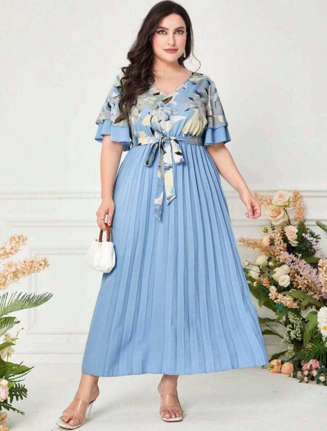 Samlin Lace V-Neck Belt Dress - Slimming Silk Acetate Plus Size | Lazada  Philippines