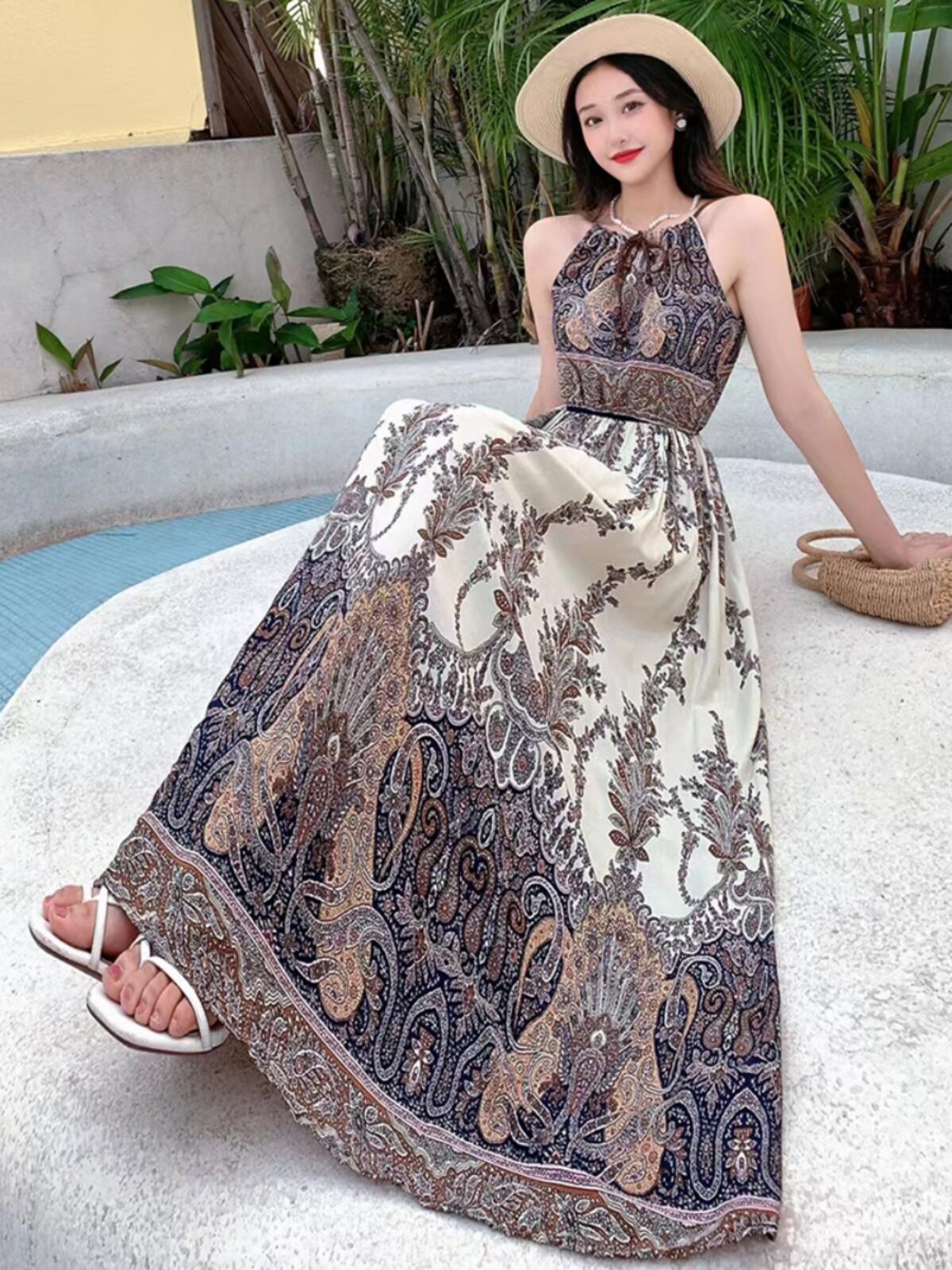 Beach Dress Bohemian Attire Lazada Dress New Arrival Hawaiian Long Dress  For Women Beach Wear Outfit