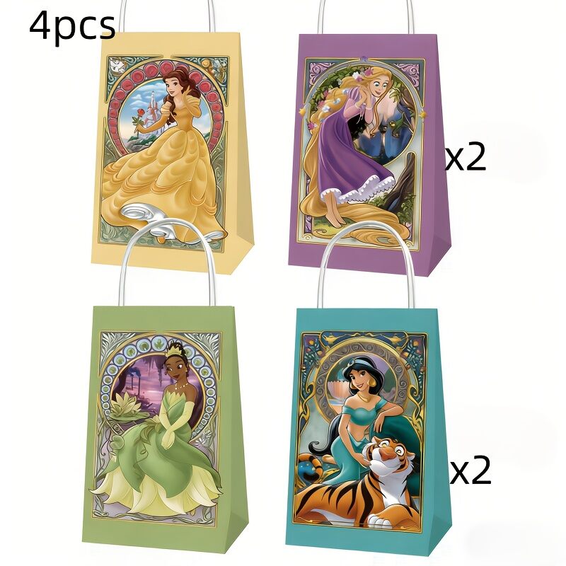 Disney | 4pcs Disney Princess series gift bags suitable for party supplies birthday souvenirs and party decorations