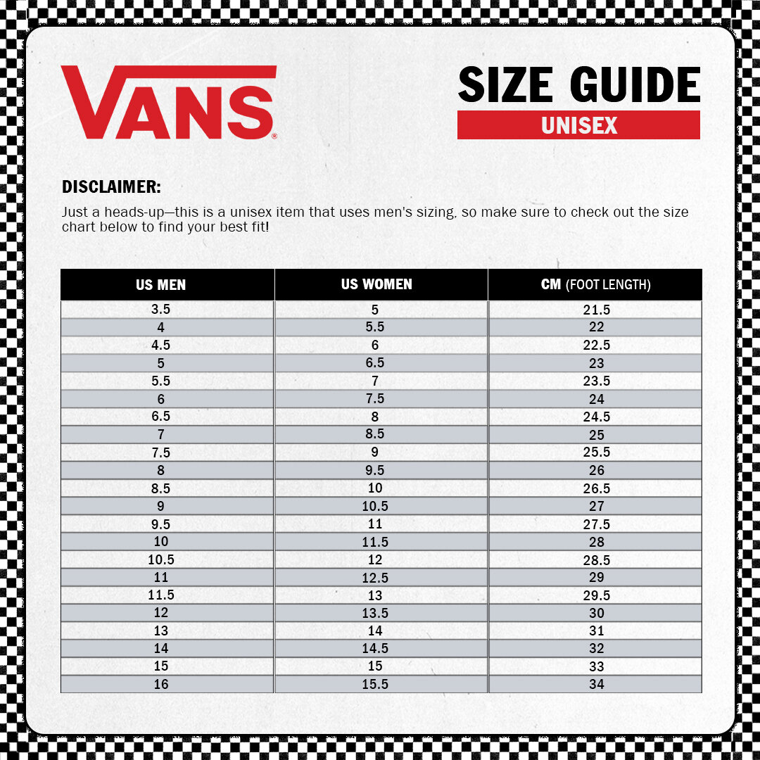 Size Chart Vans Size 14 Mens Shoes Vans Size Chart Mens To Womens