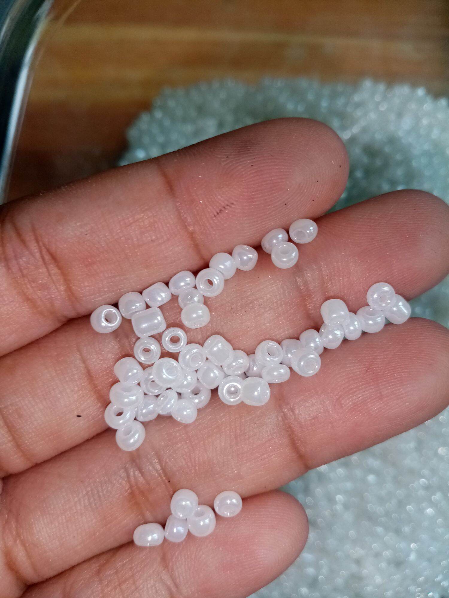 3mm Glossy White Seed Beads 20g