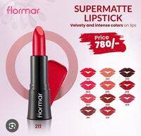 Flormar Super Matte Lipstick - Velvety and intense colors on lips - Price 780/- - 12 shades available - 211 shade shown