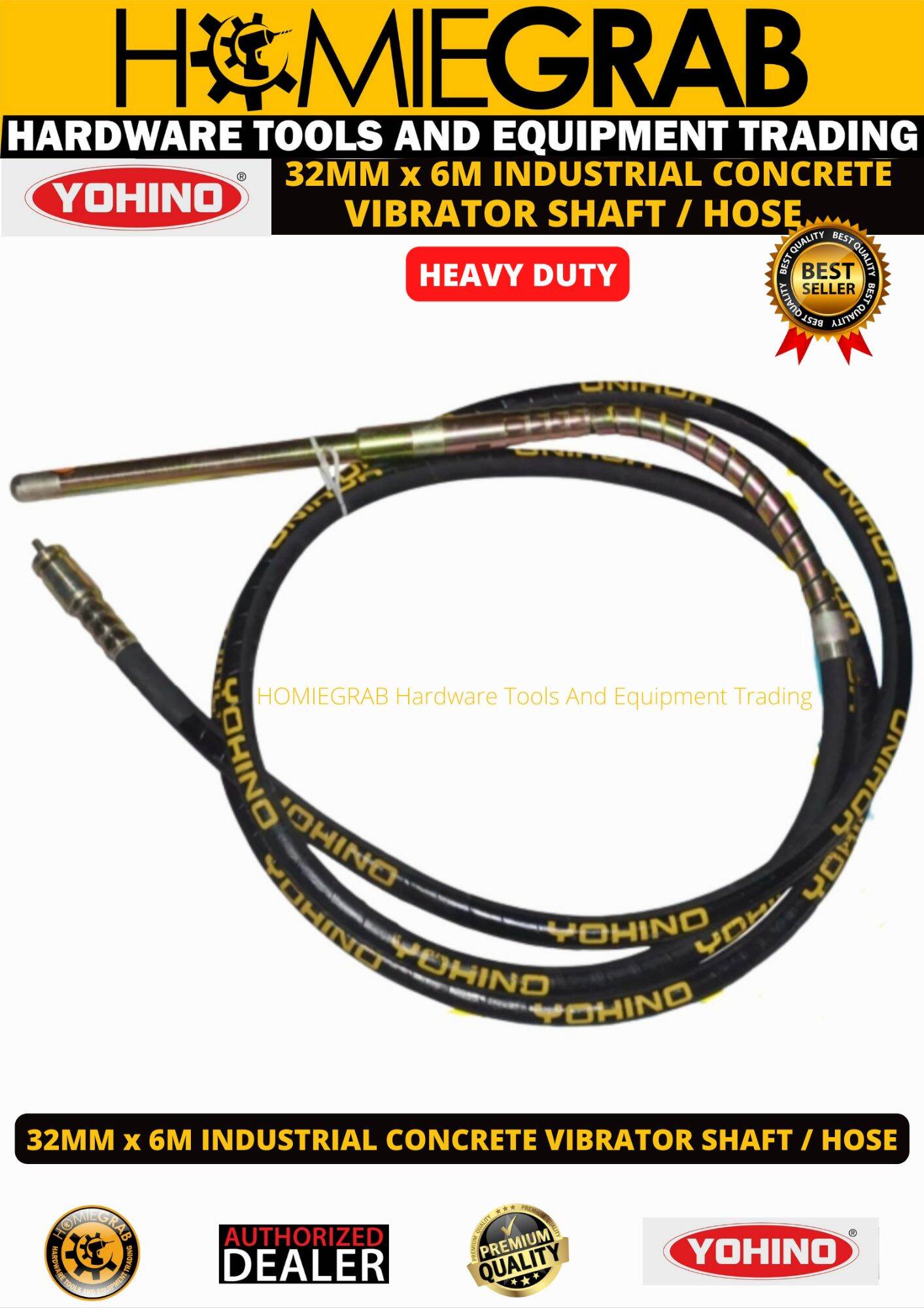 YOHINO Industrial 32MM X 6M Concrete Vibrator Shaft / Hose‼️ Lazada PH