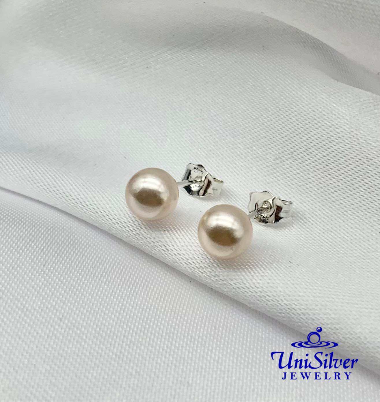 Unisilver 925 Sterling Silver Pink Pearl Stud Earring