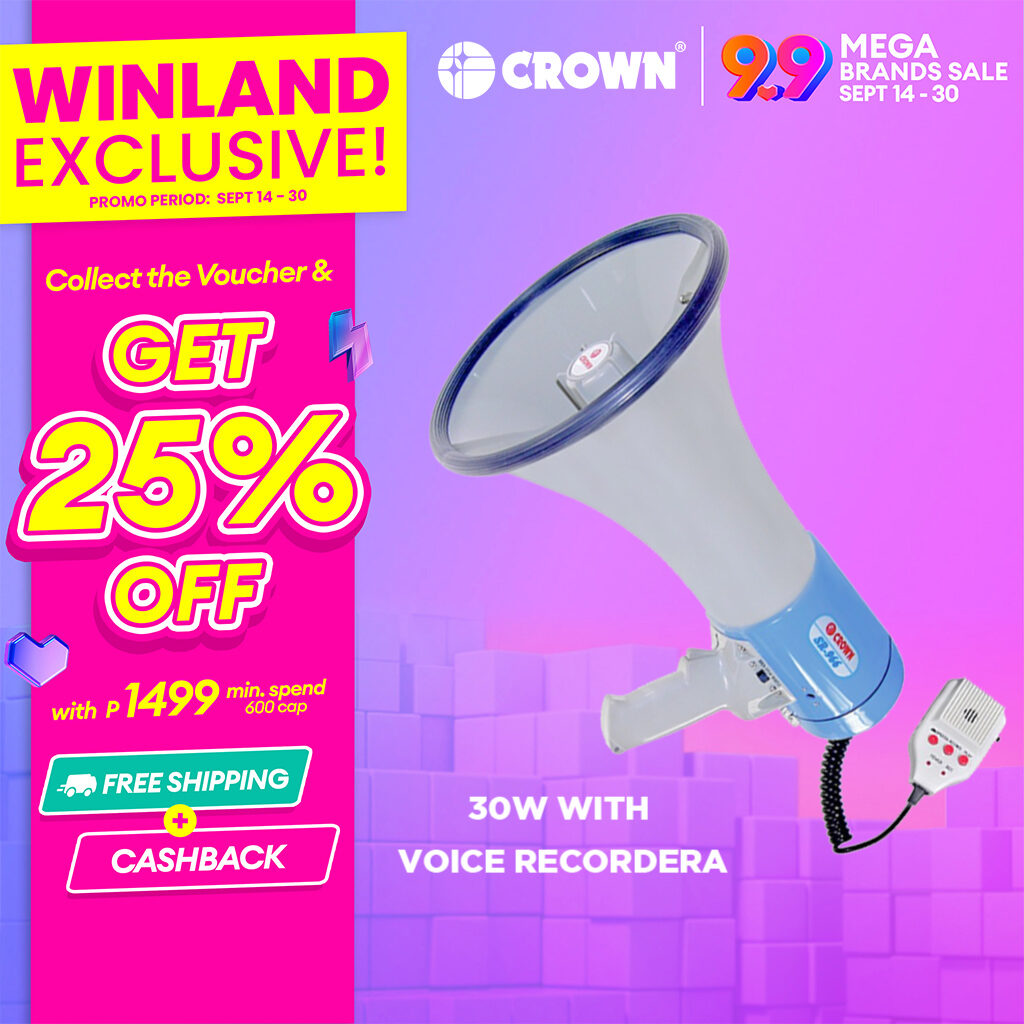 CROWN by Winland Rechargeable Powerful Handy Megaphone 30W with Voice