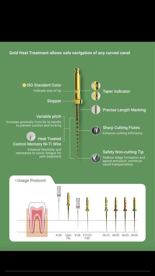 EIGHTEETH EFLEX GOLD ROTARY FILES/HEAT ACTIVATED ENDO FILE 31mm 1 pack