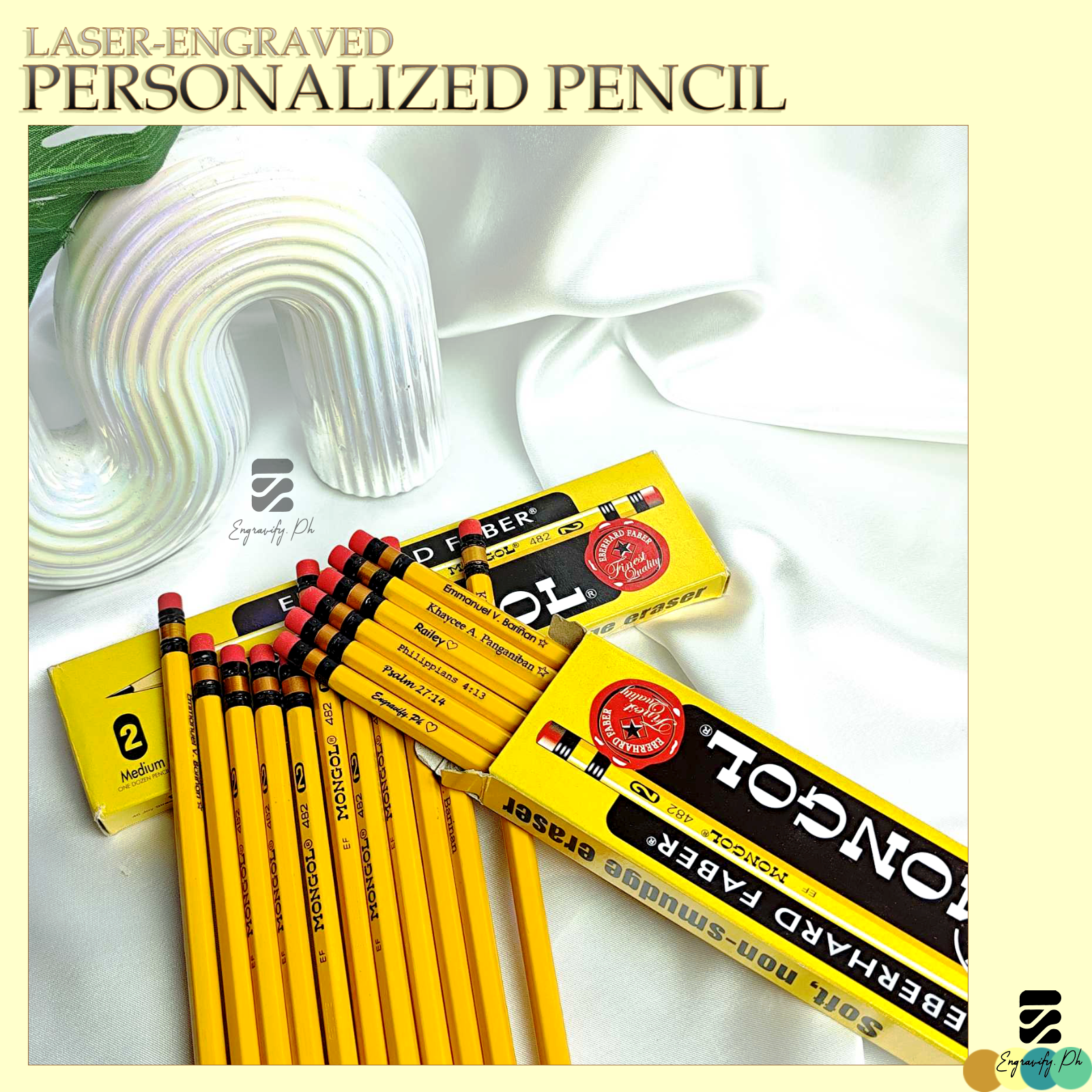 Engravify.Ph | Original Pencil Mongol 2 with FREE Engraving Personalized Pencil with Name| Customized Pencil with Name | Pencil for kids | Personalized Pencil engraved | School Supplies | Mongol Pencil