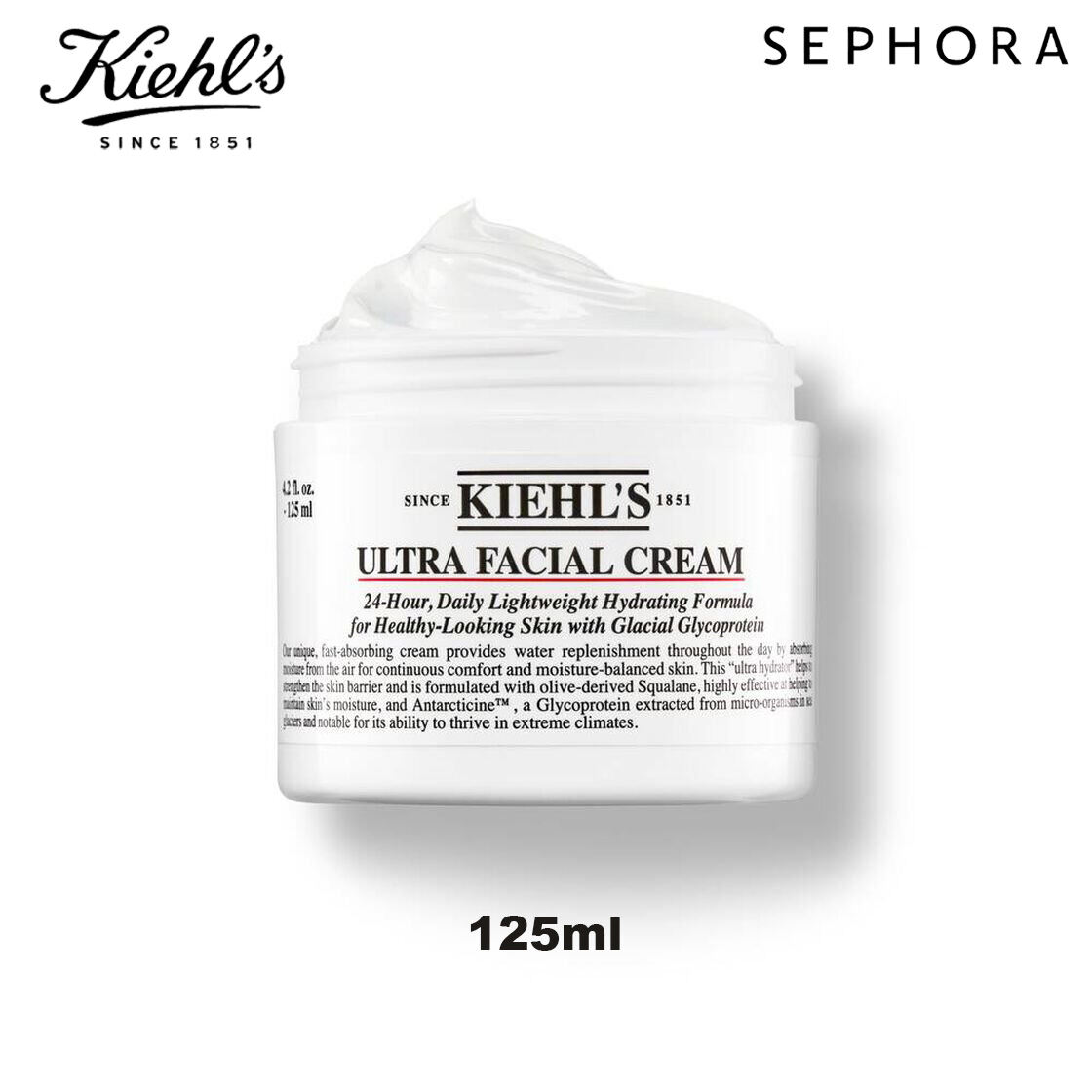 Kiehl's 125ml Ultra Facial Refillable Moisturizers Cream with Squalane for Women&Men Dry Oily