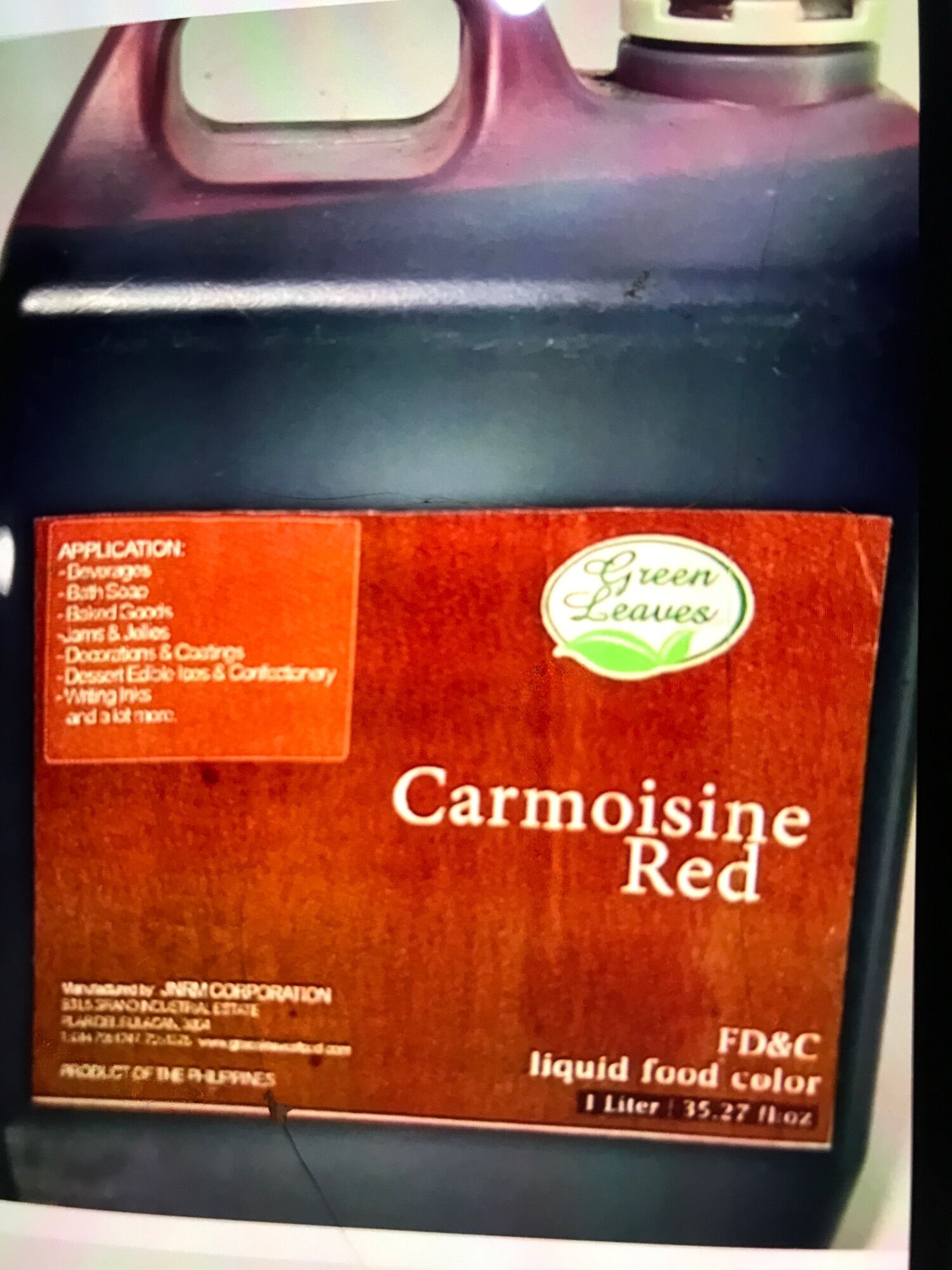 CARMOSINE RED FD&C LIQUID FOOD COLOR 1liter | Lazada PH